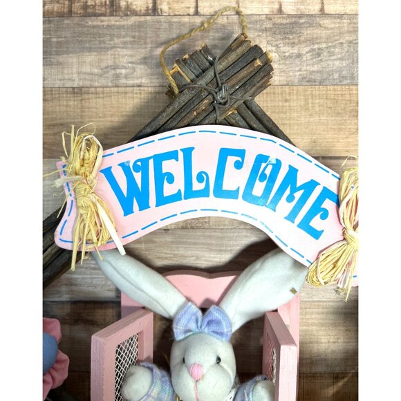 Easter-Themed Welcome Wreath With Bunny & Floral Design 17'' x 17'' - Picture 4 of 5
